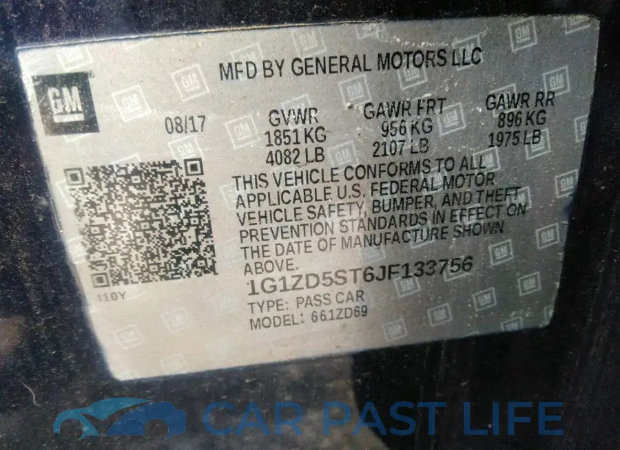 1G1ZD5ST6JF133756# 9