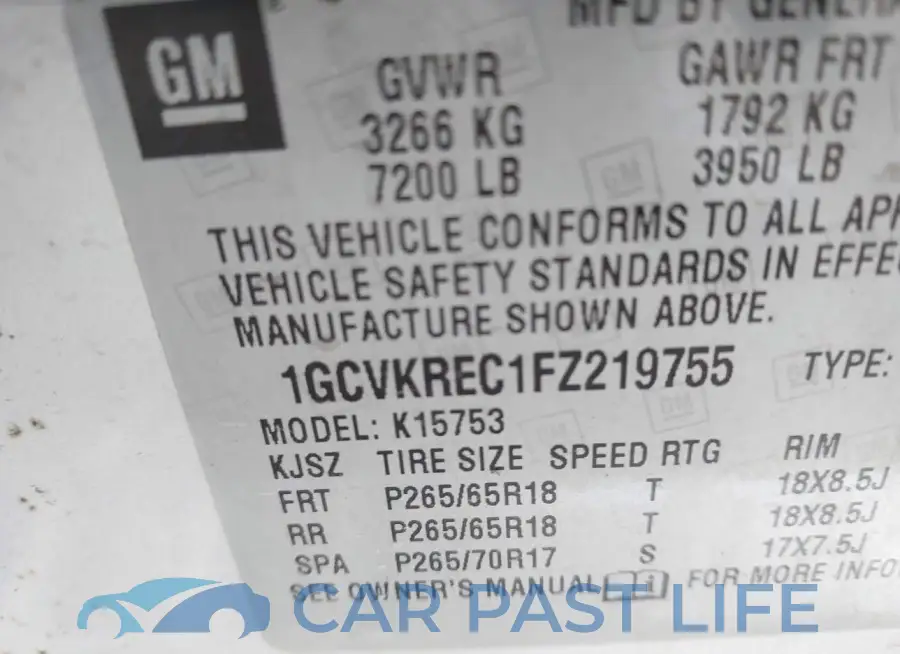 1GCVKREC1FZ219755# 9