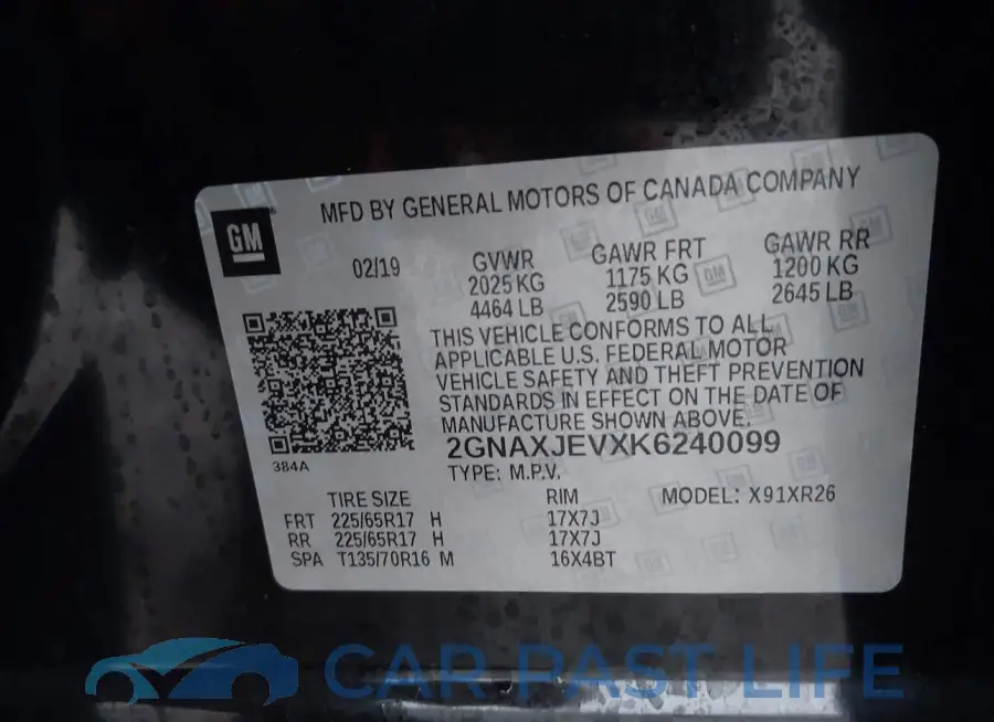 2GNAXJEVXK6240099# 9