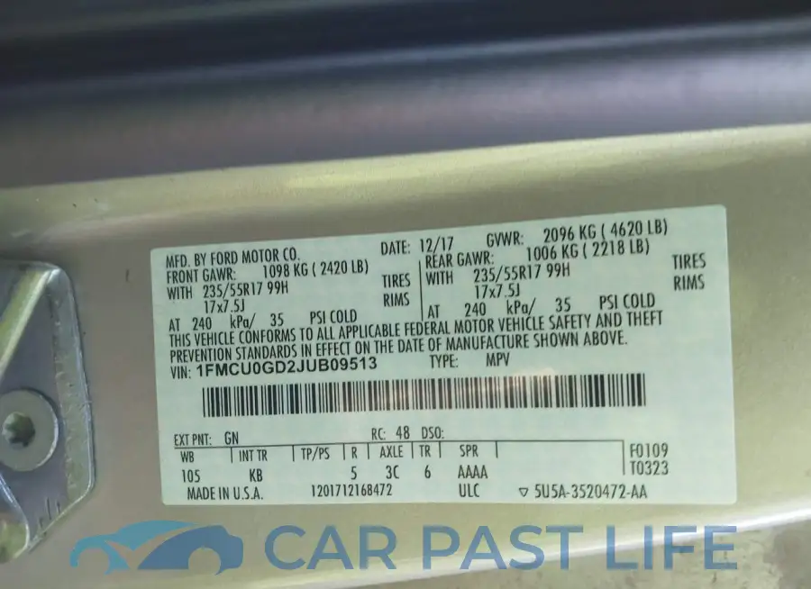 1FMCU0GD2JUB09513# 9