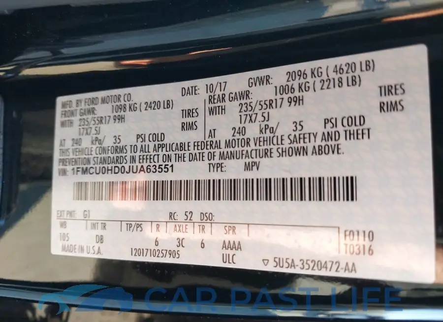 1FMCU0HD0JUA63551# 9