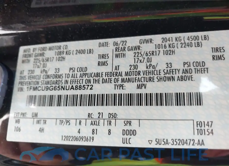 1FMCU9G65NUA88572# 9