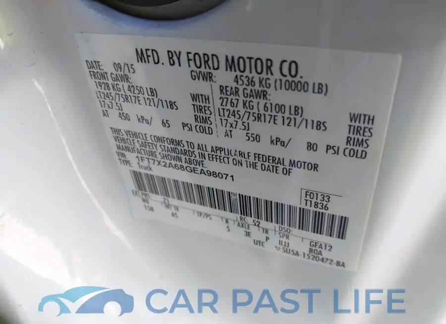 1FT7X2A68GEA98071# 9