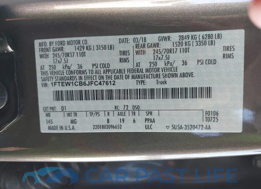 1FTEW1CB6JFC47612# 9