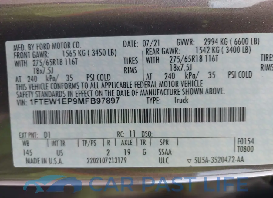 1FTEW1EP9MFB97897# 9