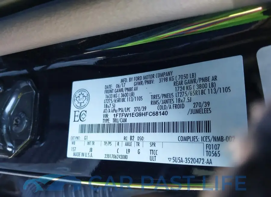 1FTFW1EG9HFC68140# 9