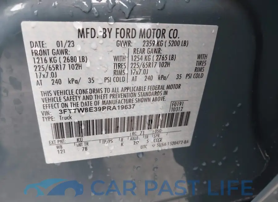 3FTTW8E39PRA19637# 9