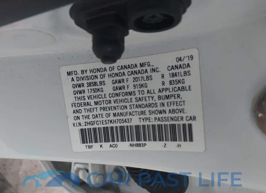 2HGFC1E57KH705437# 9