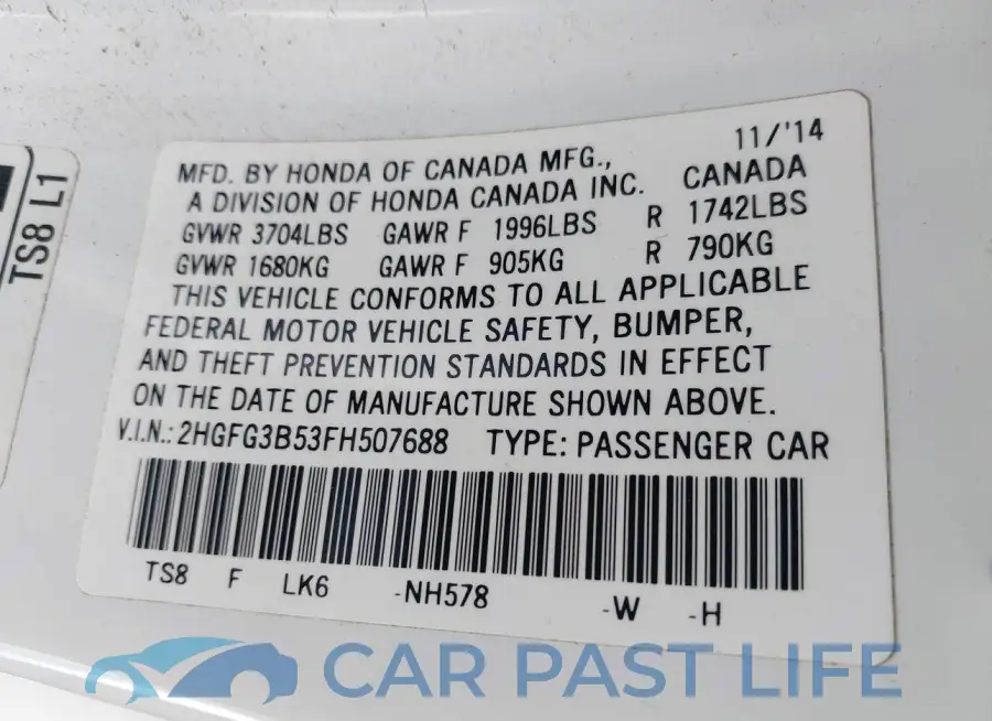 2HGFG3B53FH507688# 9