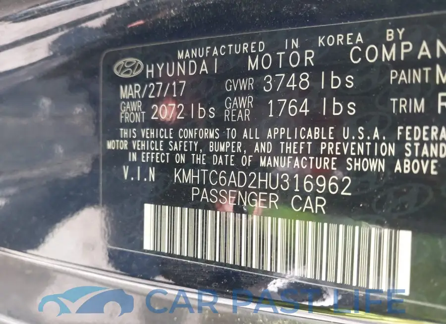KMHTC6AD2HU316962# 9
