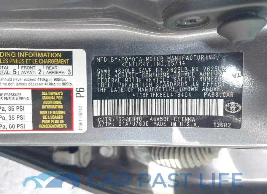 4T1BF1FK6EU418404# 9