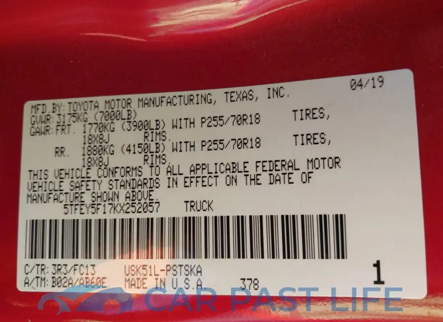 5TFEY5F17KX252057# 9