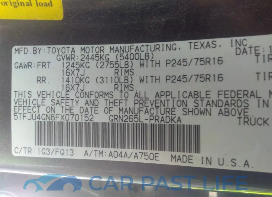 5TFJU4GN6FX070152# 9