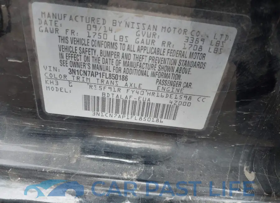 3N1CN7AP1FL850186# 9