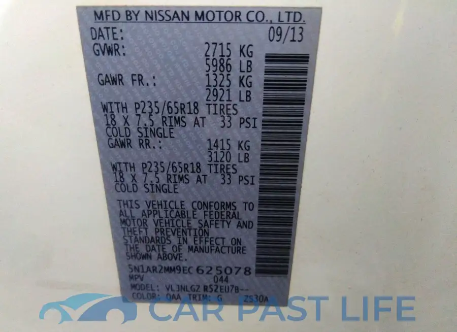 5N1AR2MM9EC625078# 9