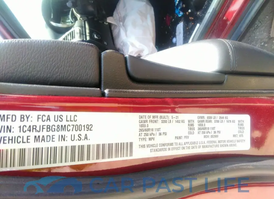1C4RJFBG8MC700192# 9