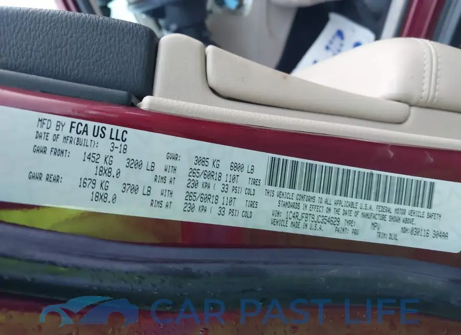 1C4RJFBT9JC354629# 9