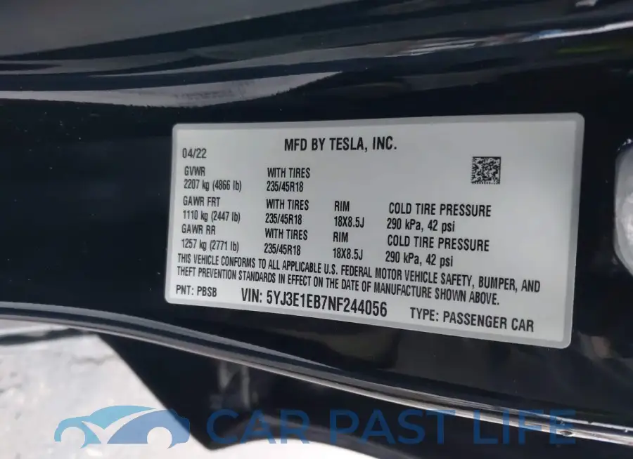 5YJ3E1EB7NF244056# 9