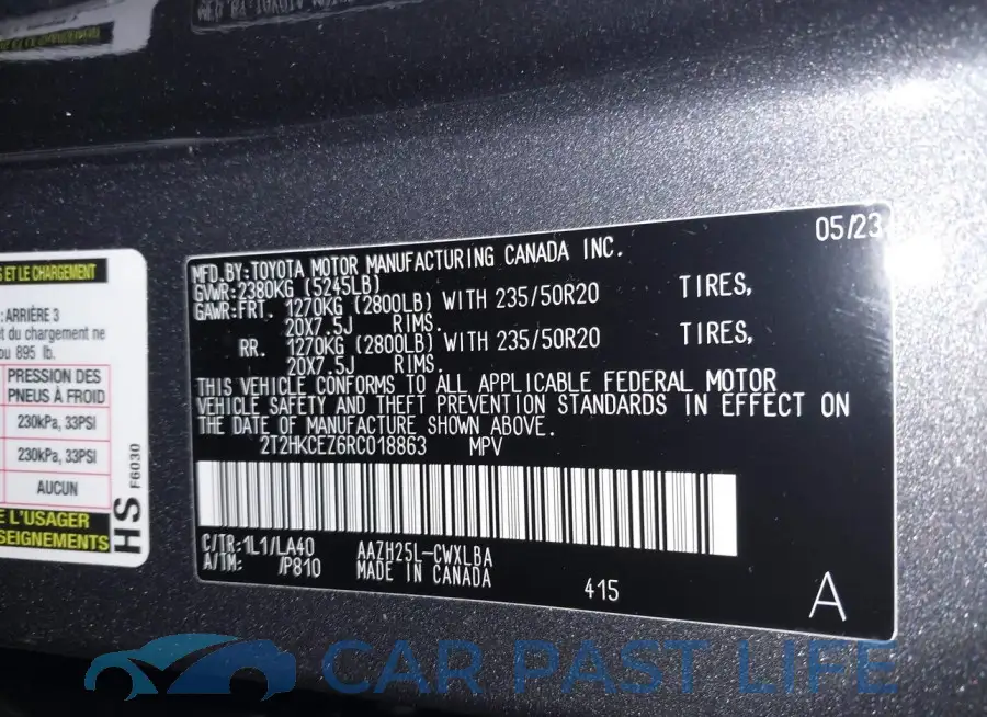 2T2HKCEZ6RC018863# 9