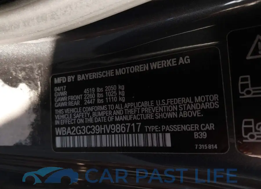WBA2G3C39HV986717# 9