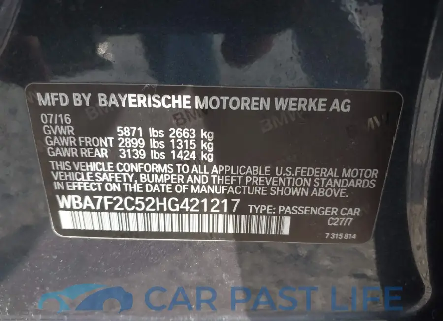 WBA7F2C52HG421217# 9