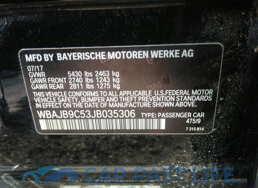WBAJB9C53JB035306# 9