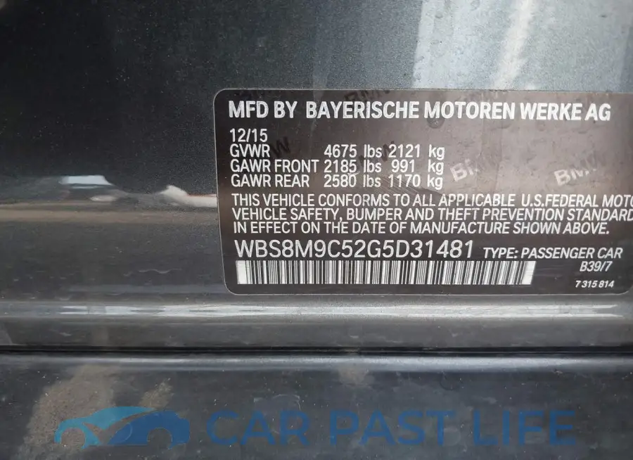 WBS8M9C52G5D31481# 9