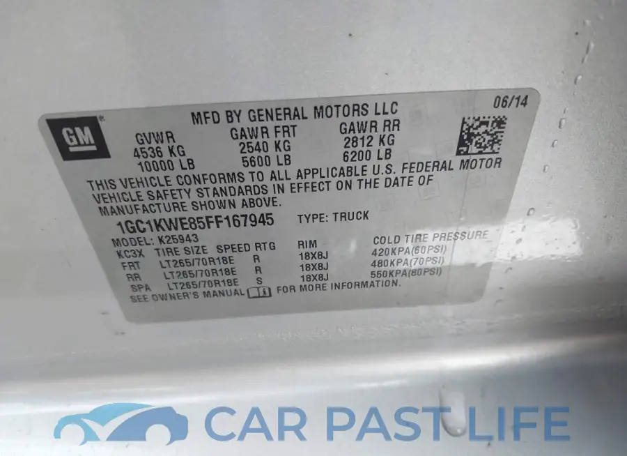 1GC1KWE85FF167945# 9