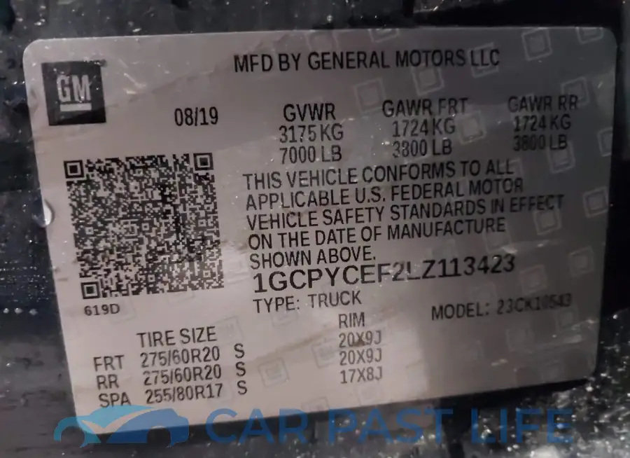1GCPYCEF2LZ113423# 9