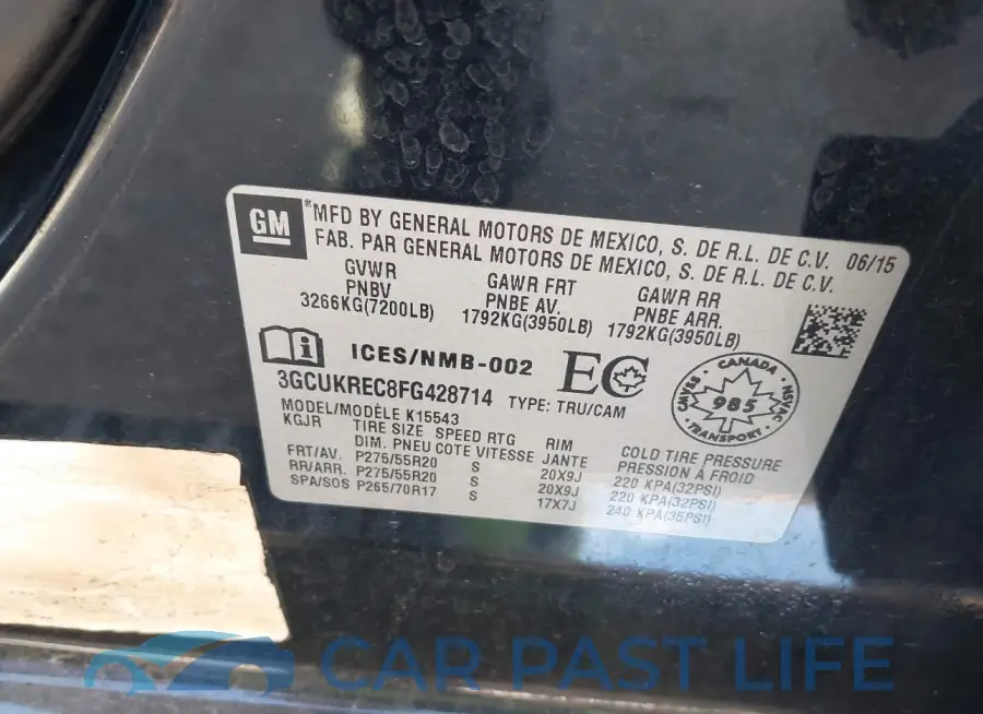 3GCUKREC8FG428714# 9