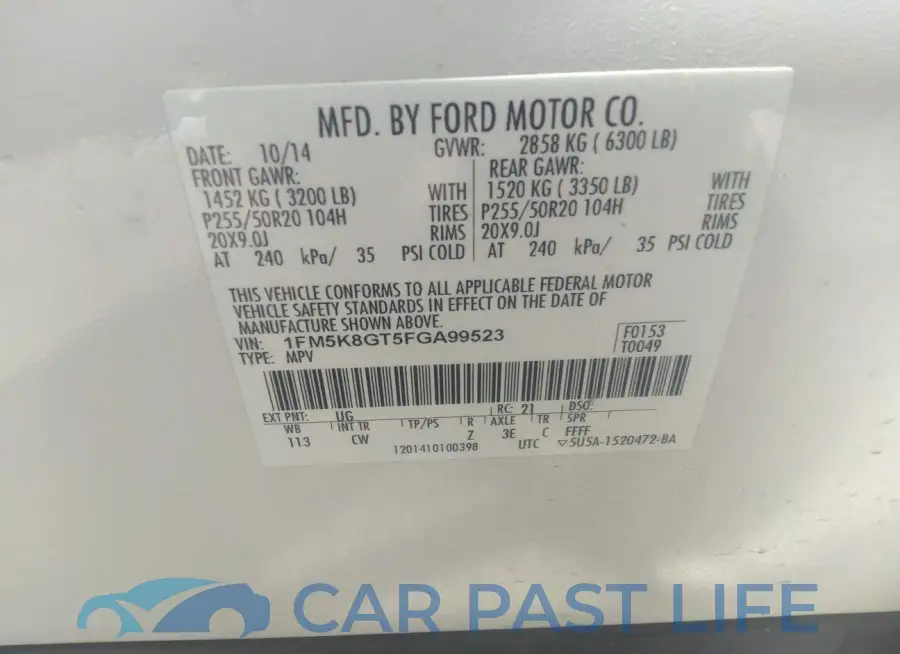 1FM5K8GT5FGA99523# 9