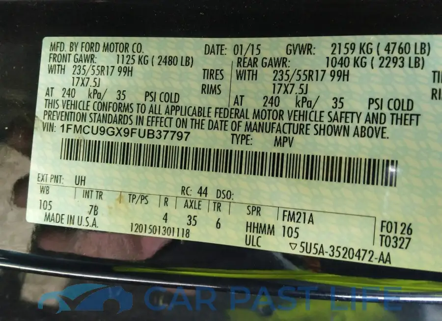 1FMCU9GX9FUB37797# 9