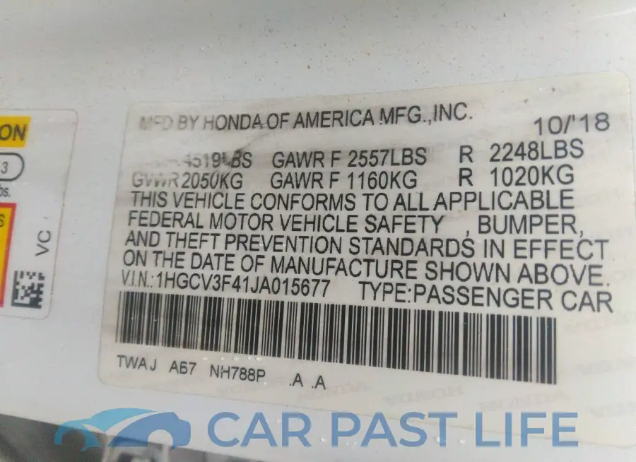 1HGCV3F41JA015677# 9