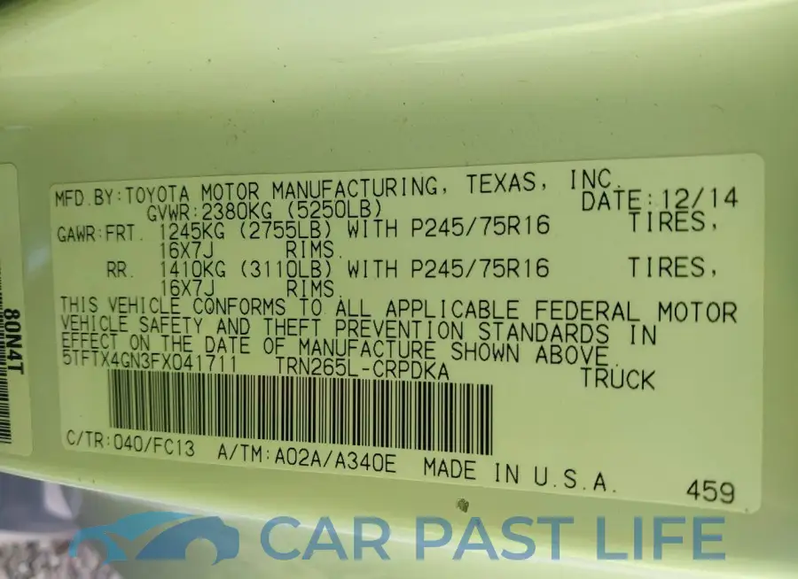 5TFTX4GN3FX041711# 9