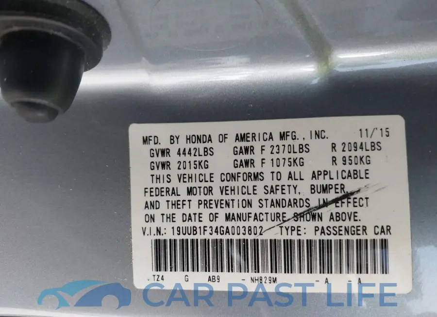 19UUB1F34GA003802# 9