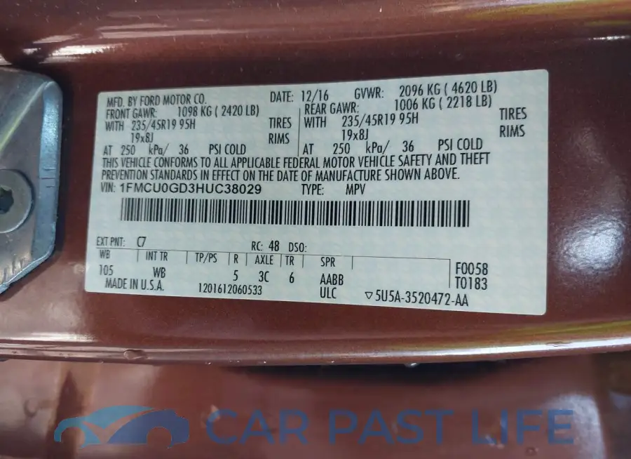 1FMCU0GD3HUC38029# 9