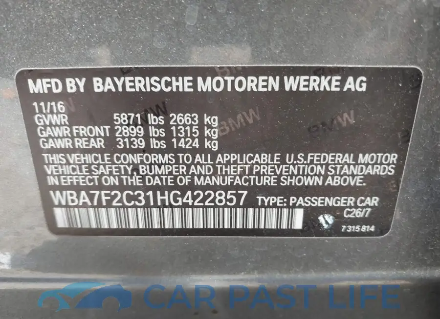 WBA7F2C31HG422857# 9