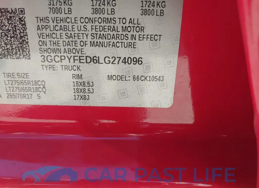 3GCPYFED6LG274096# 9