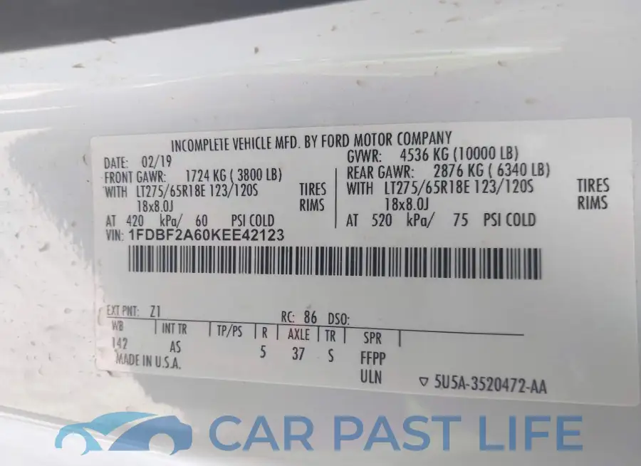 1FDBF2A60KEE42123# 9