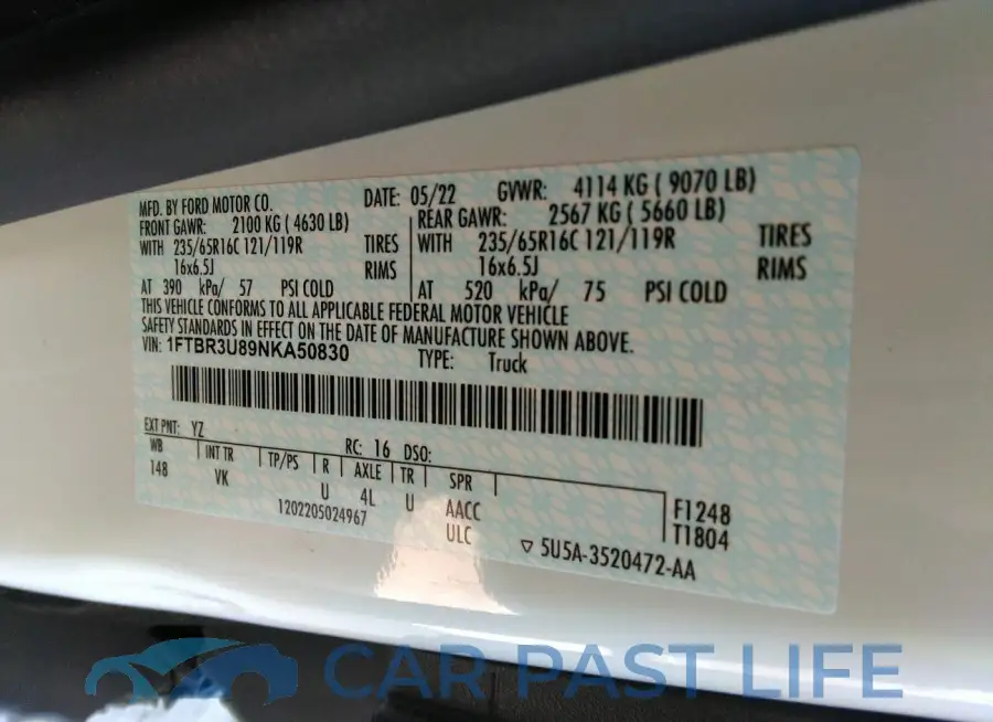 1FTBR3U89NKA50830# 9