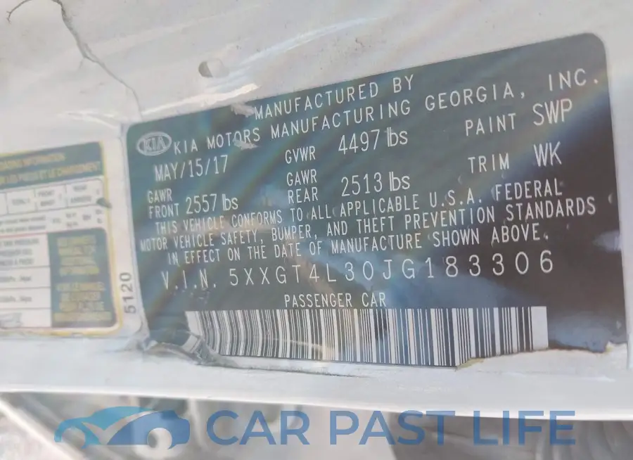 5XXGT4L30JG183306# 9