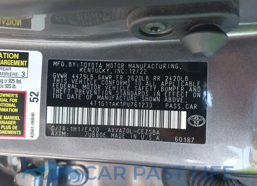 4T1G11AK1PU761233# 9
