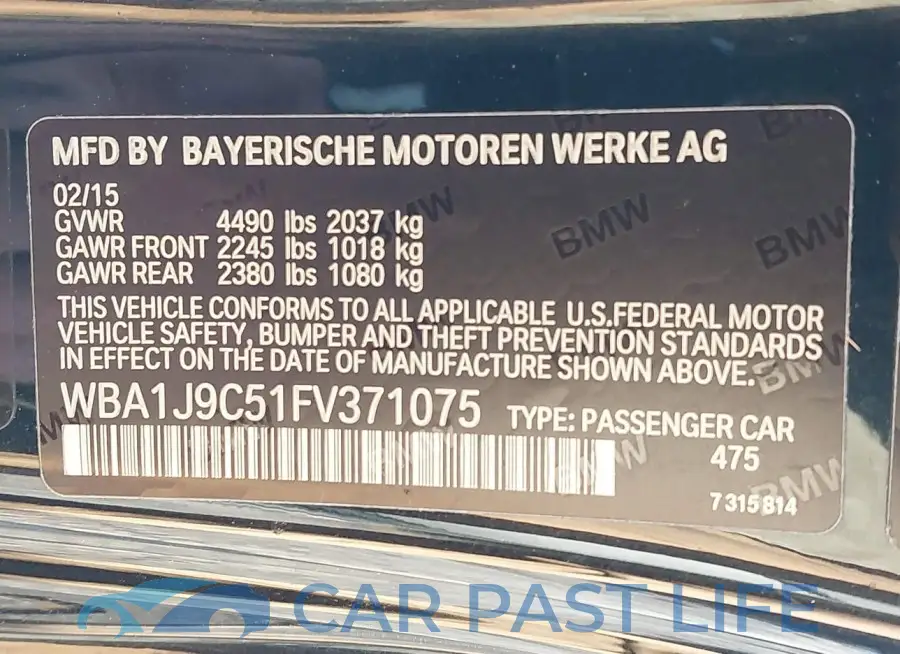 WBA1J9C51FV371075# 9