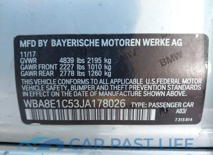 WBA8E1C53JA178026# 9