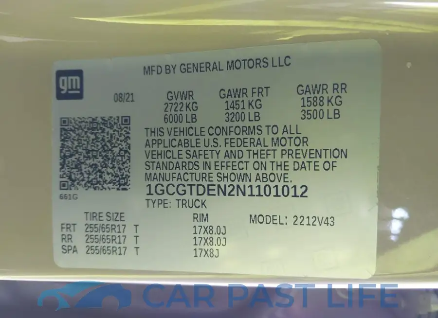 1GCGTDEN2N1101012# 9