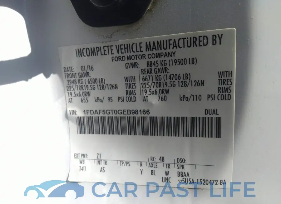 1FDAF5GT0GEB98166# 9