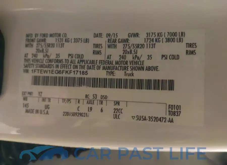 1FTEW1EG6FKF17185# 9