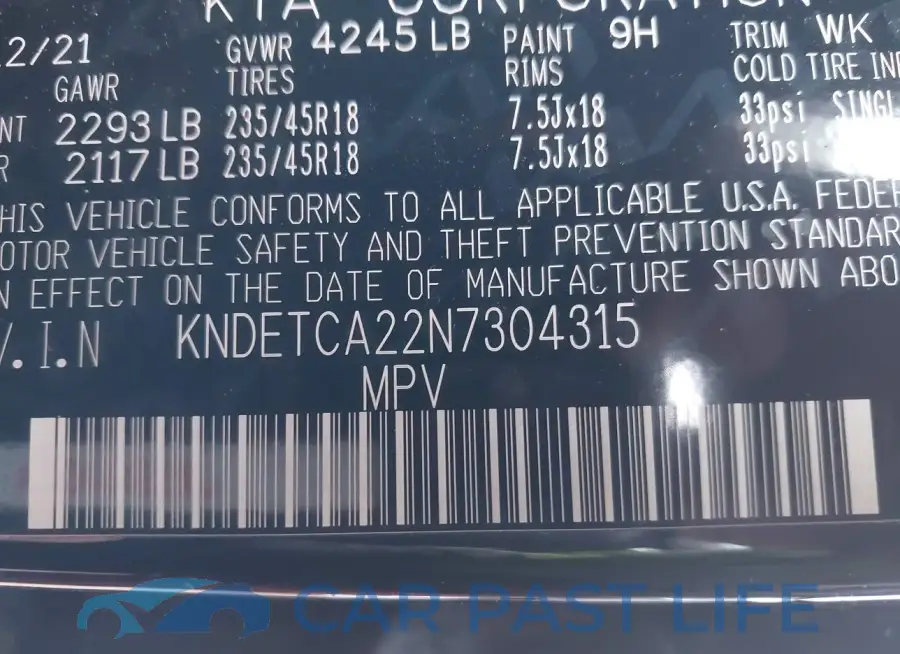 KNDETCA22N7304315# 9