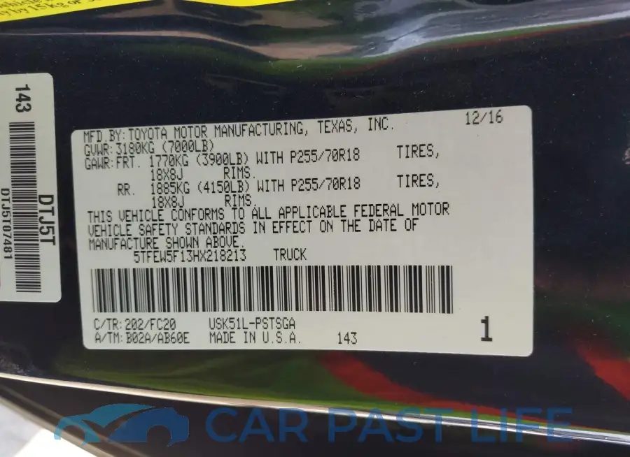 5TFEW5F13HX218213# 9