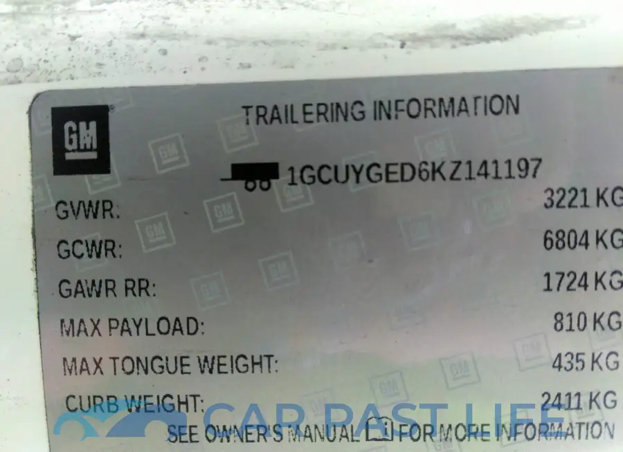 1GCUYGED6KZ141197# 9